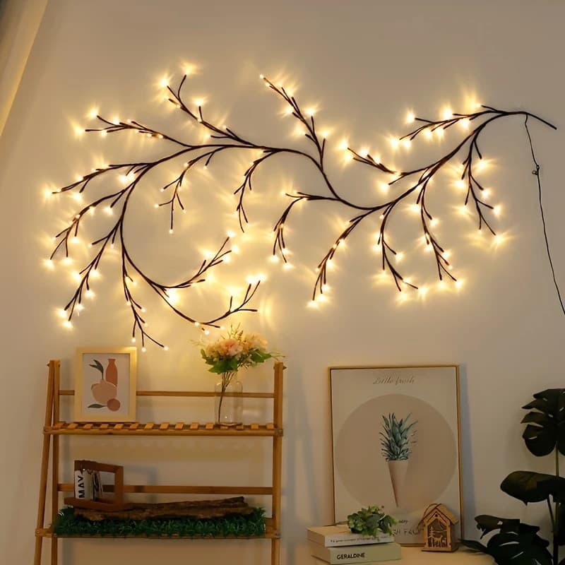 Lâmpada de Videira LED Pode Ser Dobrada para Decoração de Parede Atmosfera Colorida em Casa e Pátio