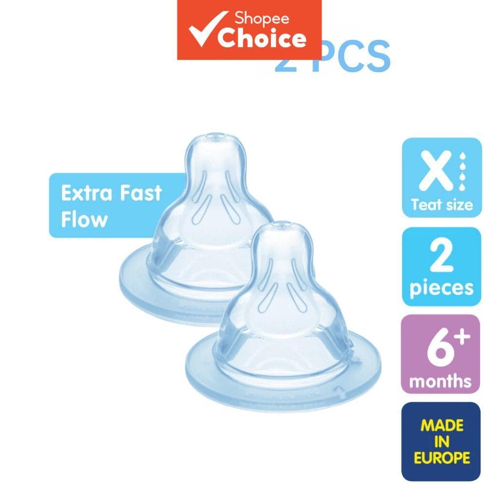  【2 peças】MAM Bico de Bebê a partir de 6+m - SUPER FLUXO RÁPIDO com 2 peças diâmetro de 52mm bico largo de pato