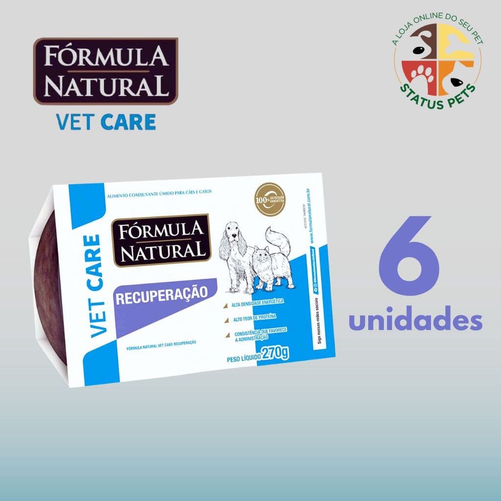 6x Ração Úmida Fórmula Natural Vet Care Recuperação para Cães e Gatos 270g