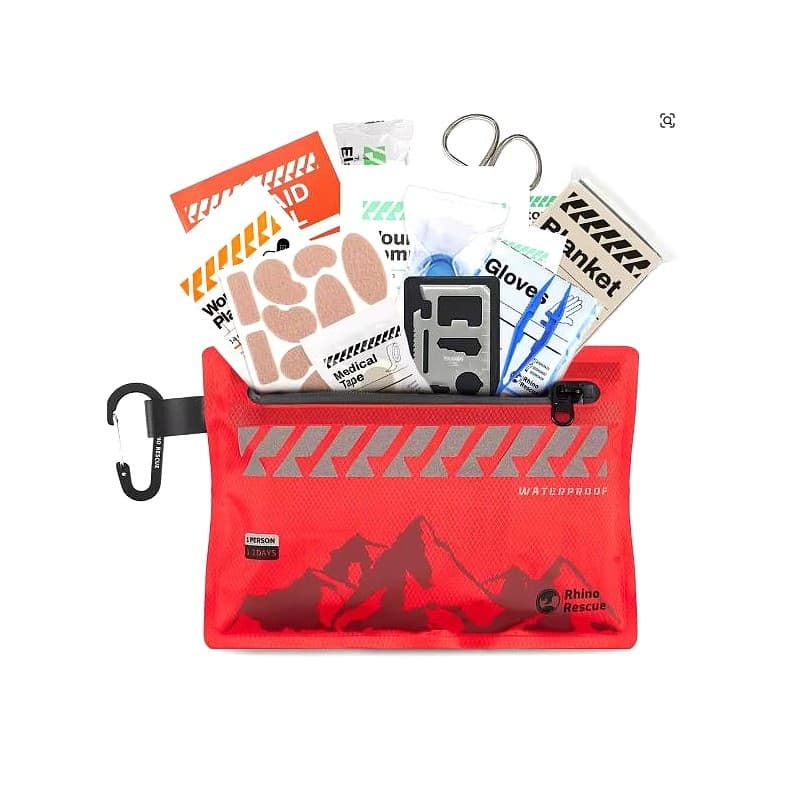 Kit de Primeiros Socorros RHINO RESCUE 107 Itens Compacto, Leve e a Prova d'Água