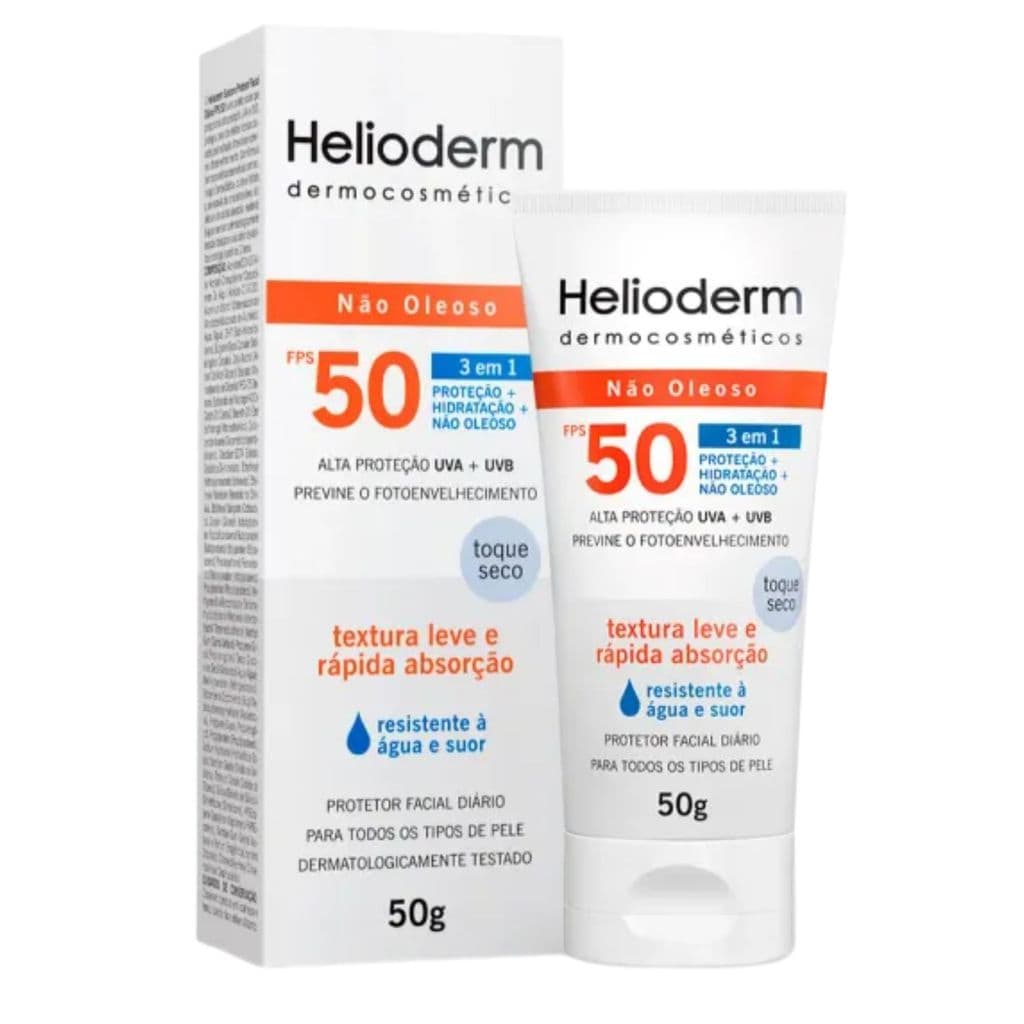 Protetor Solar Suncare Helioderm Facial FPS 50 Oil Free Sem Cor Toque Seco 5og Filtro Solar Facial