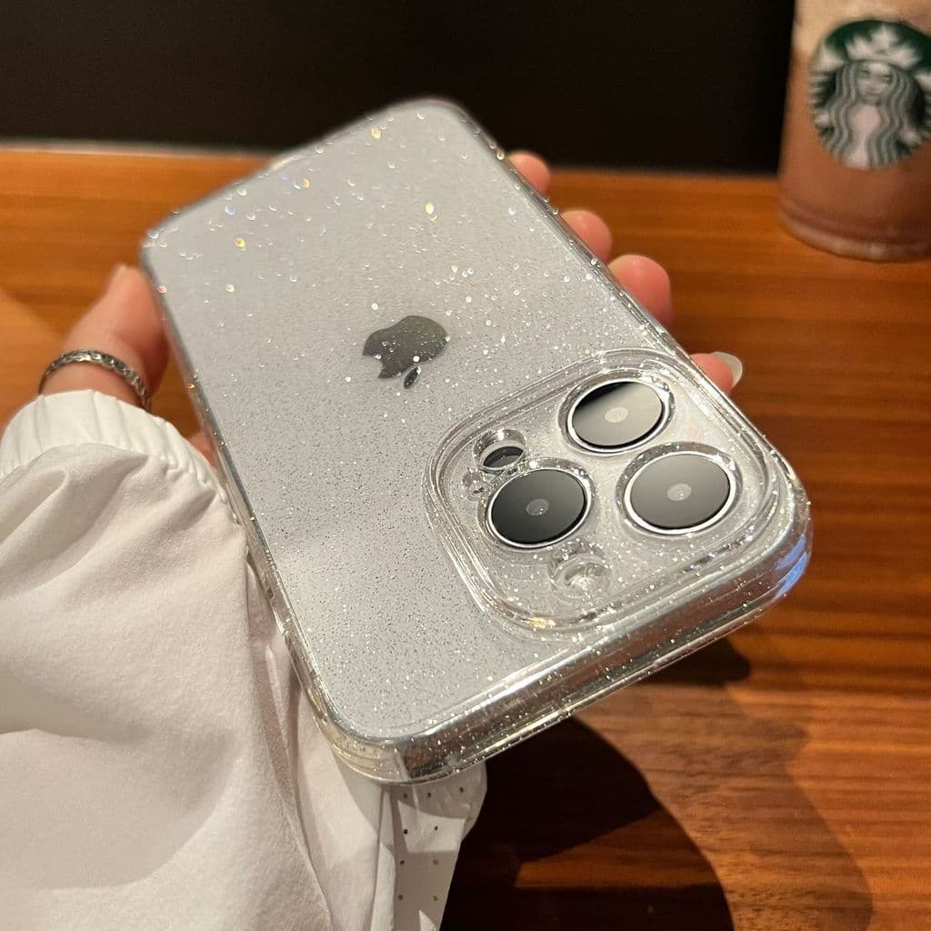 Capa TPU Brilho Clean Glitter Flexível e Delicada–Compatível com iPhone 11/12/13/14/15/16/17 PRO MAX