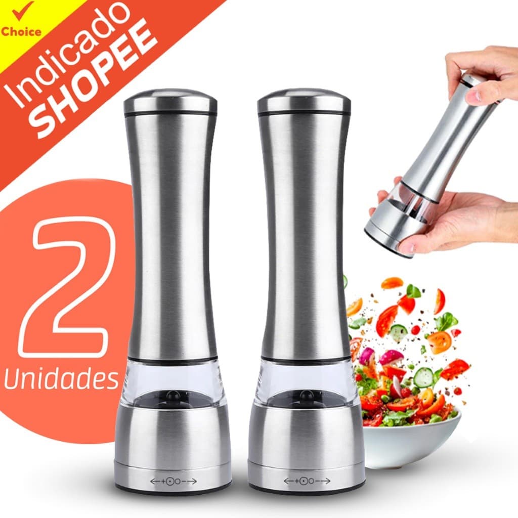 Kit 2 Moedor De Pimenta, Sal E Temperos Com Visor Profissional Inox