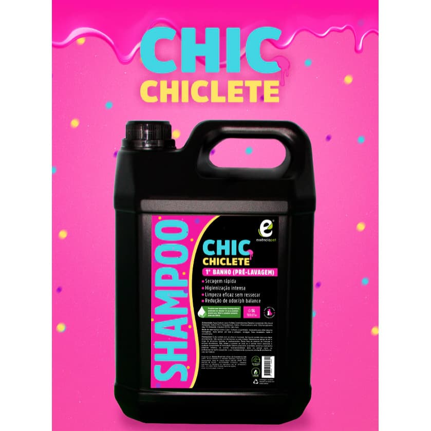 Shampoo Pré-lavagem Chic Chiclete Essência Pet 5L (para cães e gatos)