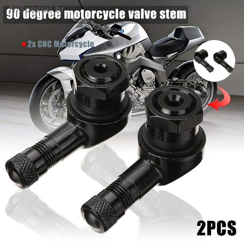 [Nis] 2 Pcs CNC Motocicleta Ângulo De 90 Graus Roda Pneu Haste Válvula Tubeless Alumínio [BR]