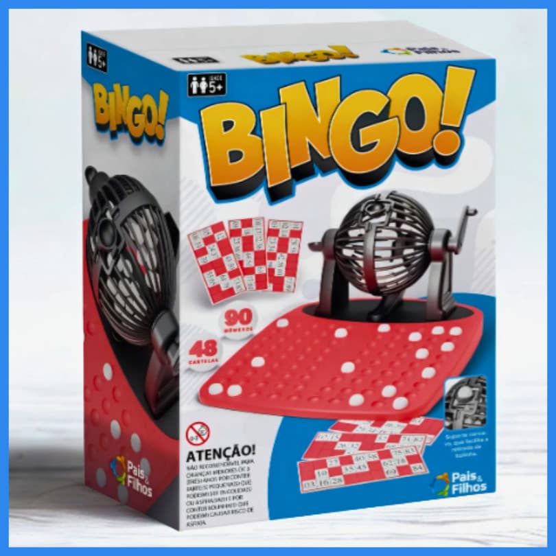 Jogo Super Bingo Completo 48 Cartelas 90 Números Brinquedo Família Recreação Atividade Pais&Filhos