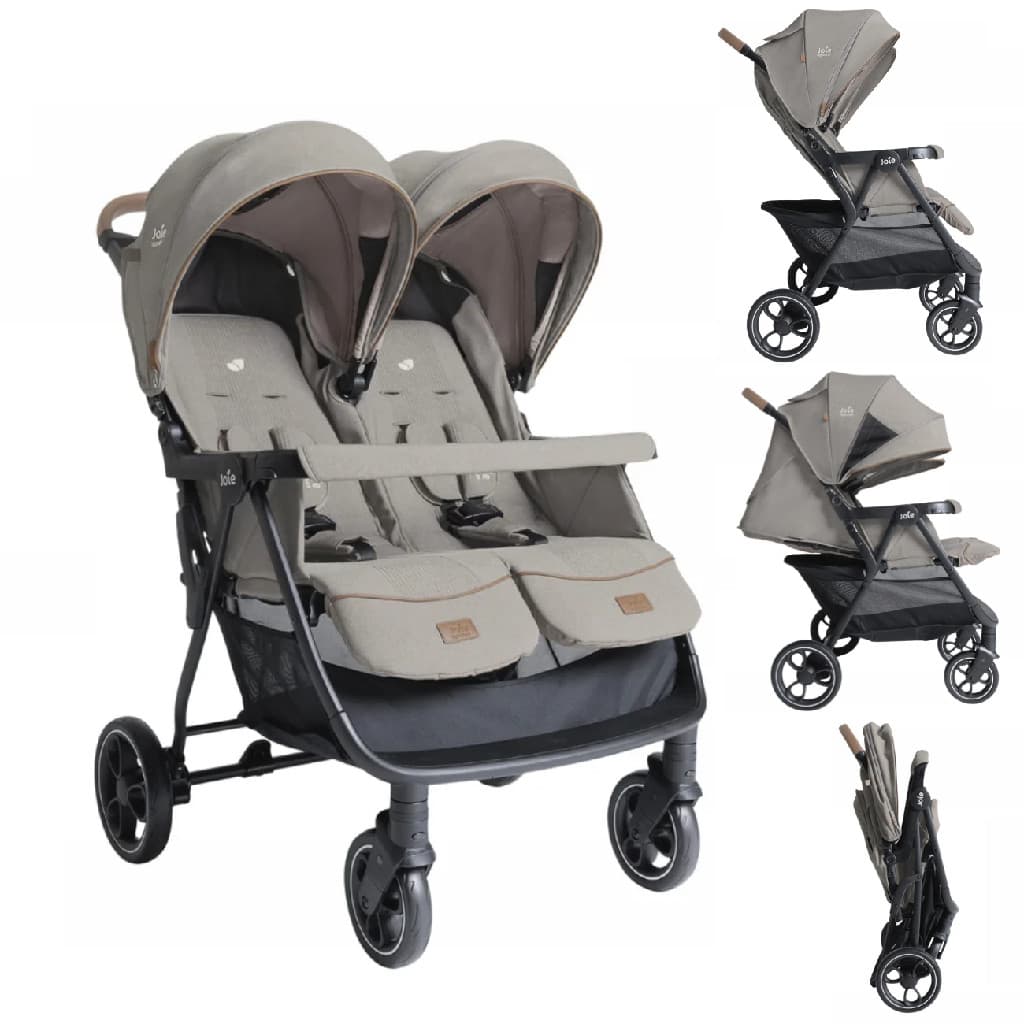 CARRINHO DE BEBÊ PARA GEMEOS ESTRELLA CINZA MAPLE JOIE 44KG