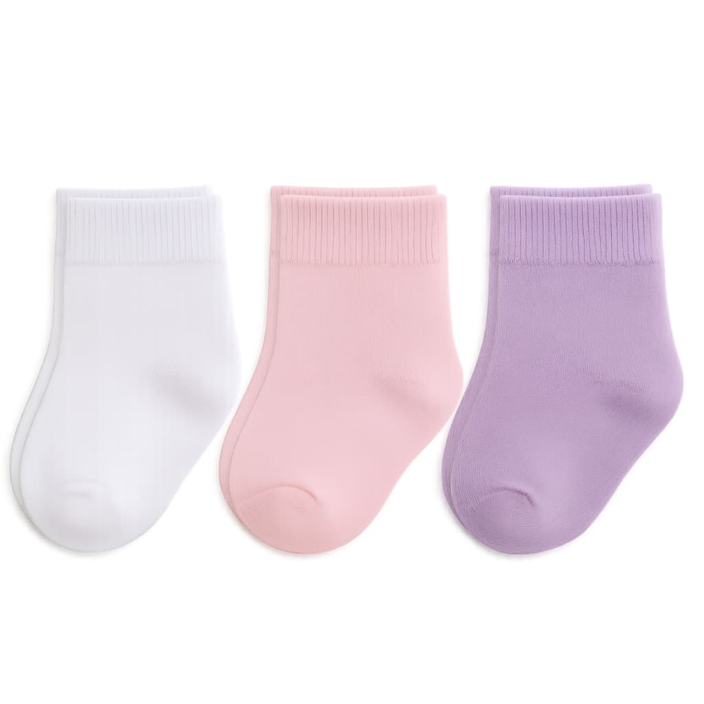 Kit 3 Pares de Meias Bebê RN Recém Nascido Essencial Enxoval Saída Maternidade 0-10 Meses Lisa Fina