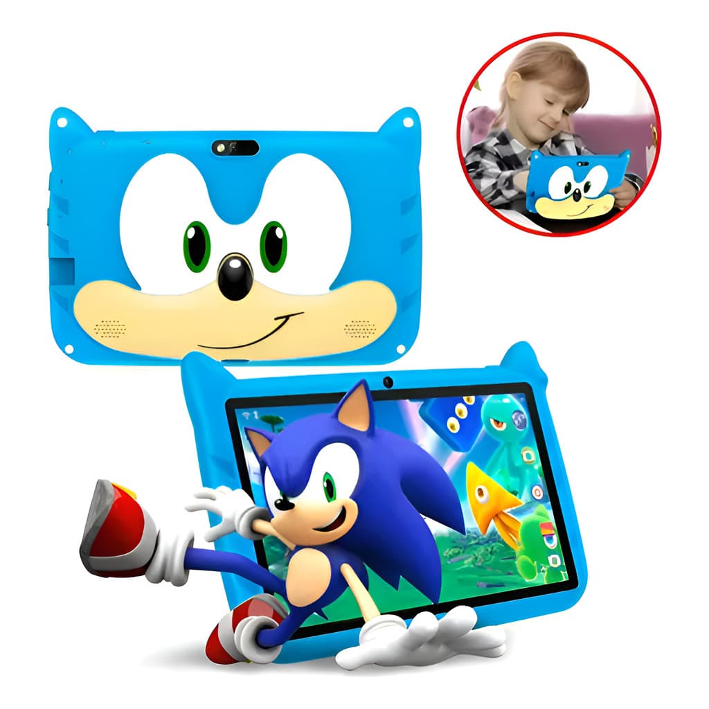 Tablet Infantil Android Sonic Azul Kids 64gb Youtube 7 Pol
