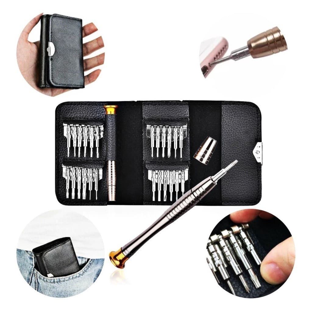 Kit Jogo Chaves Ferramenta 25 peças PRO-CKM2501 para Manutenção Abrir Celular Tablet Iphone Android