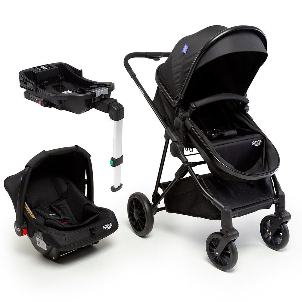 Carrinho de Bebê com Bebê Conforto e base Cosco Kids Lummy Travel System Preto 0-22kg