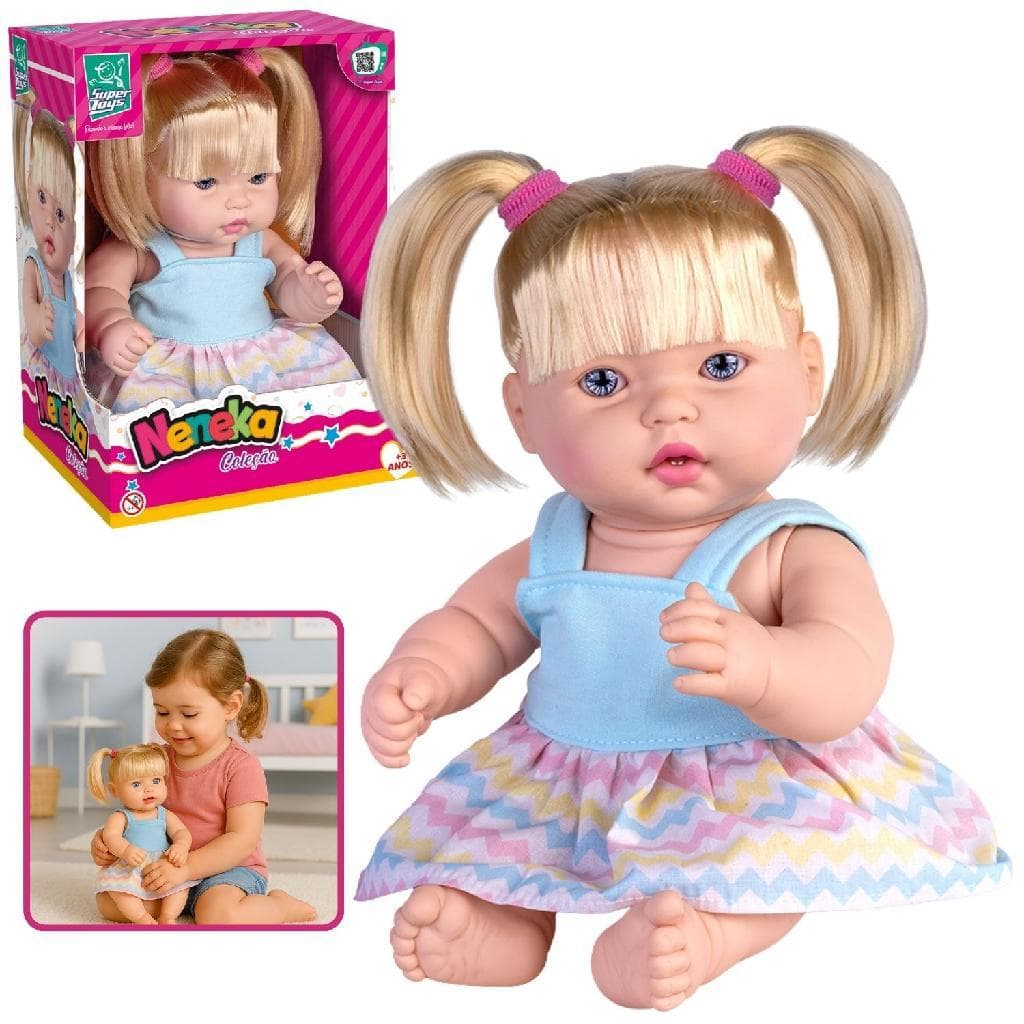 Boneca Bebê Neneca 37cm Menina Articulada Brinquedo em Vinil Macio - Super Toys