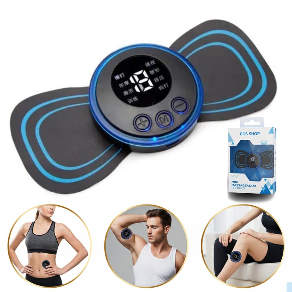 Massageador Portatil EMS Recarregavel USB Muscular Alivio Dor Tensao Pescoço Costas Lombar Potente
