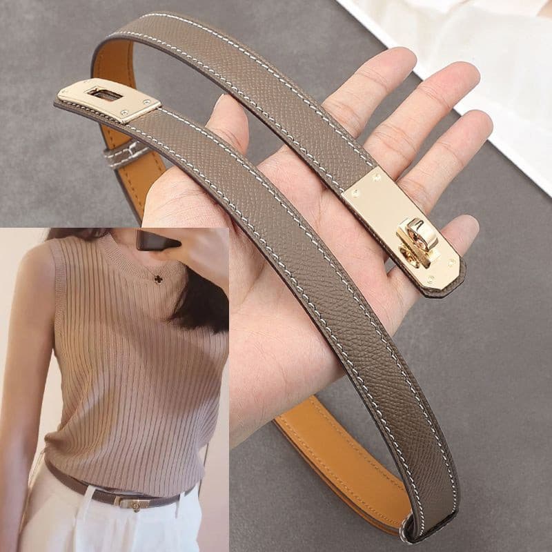 H cinto feminino cinto de couro genuíno casaco combinado com saia vestido cintura estreita cinto de terno fino