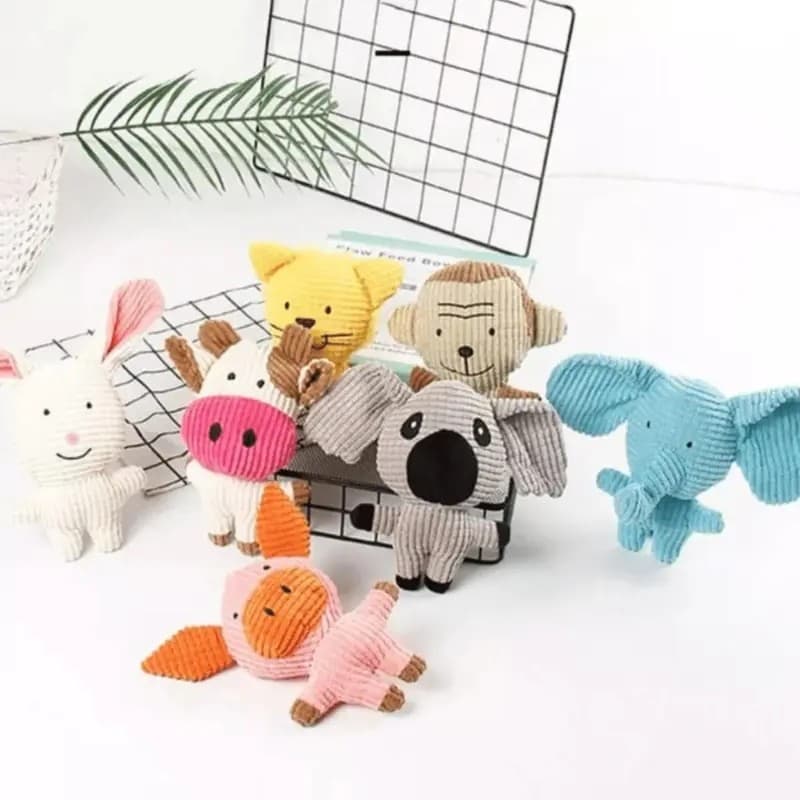 Brinquedo de Pelúcia Pet com Som Mordedor Interativo Diversos Animais Fofos para Cachorro e Gato Alívio do Estresse
