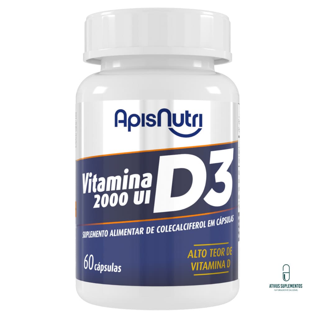 Suplemento de Vitamina D3 Colecalciferol 60 cápsulas APISNUTRI