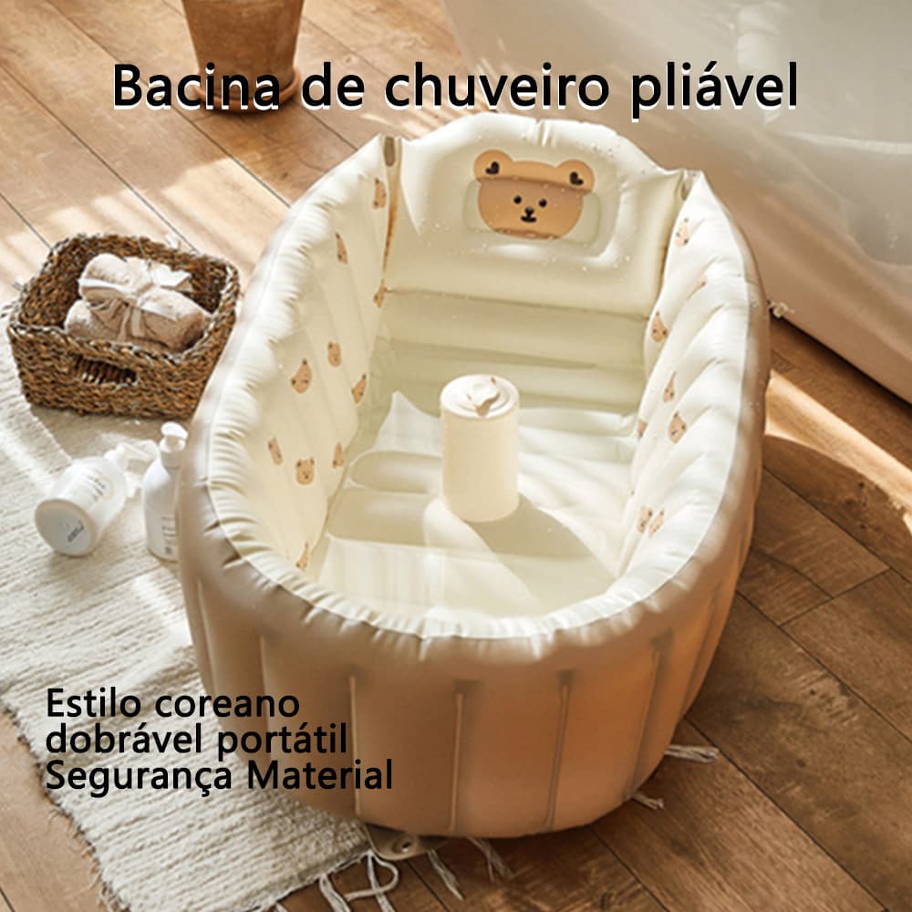 Banheira de Bolhas para Bebês Portátil Dobrável Segura Inflável com Imersão Agradável e Efeitos Relaxantes Sem Bomba
