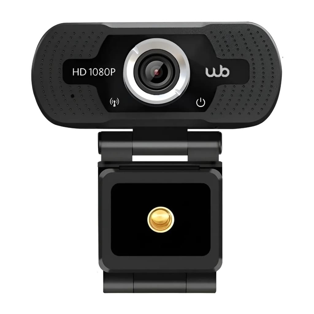 Webcam Full HD 1080P WB Amplo Ângulo 110° Com Tripé Removível Microfone Estéreo Integrado Preto