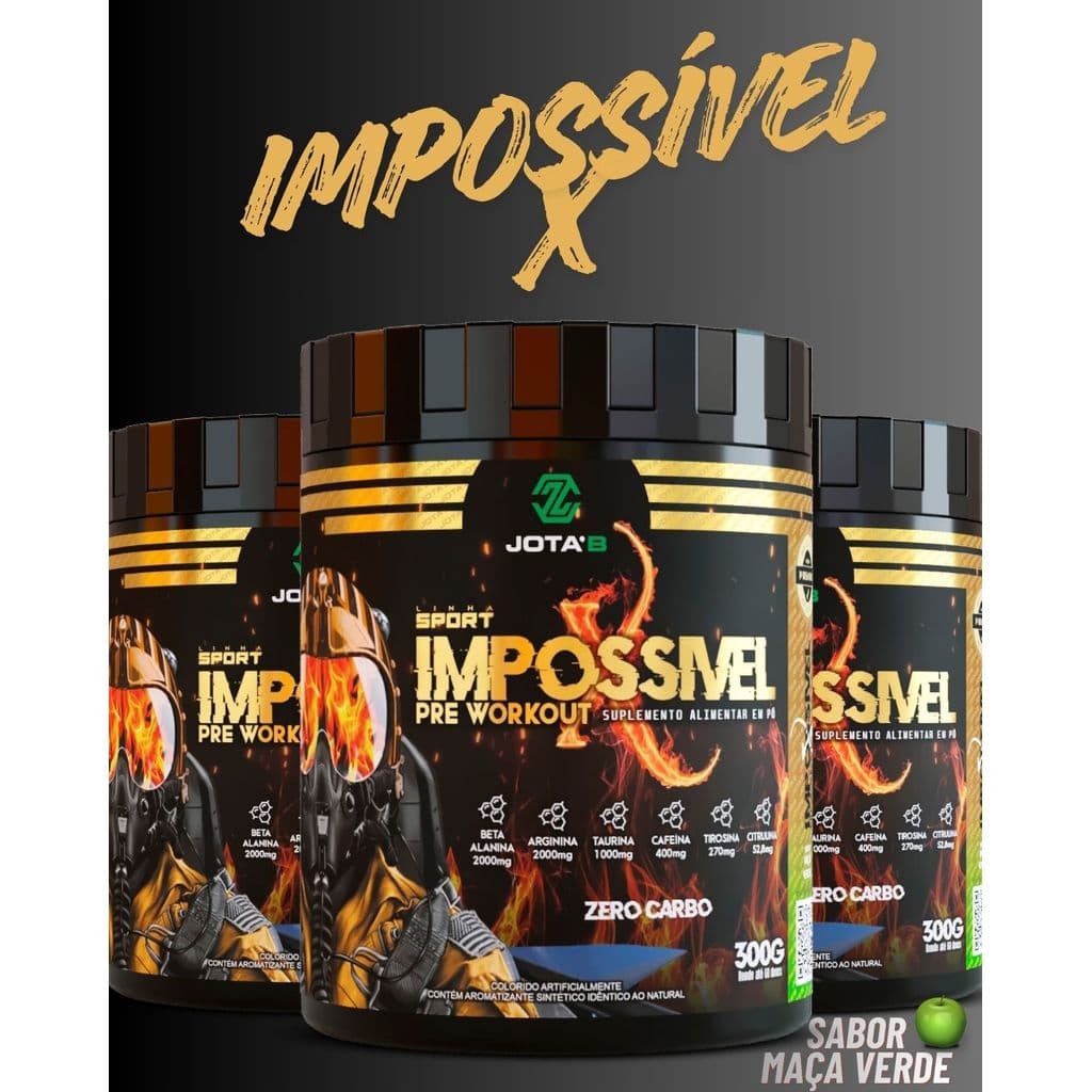 Pré treino - IMPOSSÍVEL X  | Maça Verde | 300g | Força e Resistência no seu treino