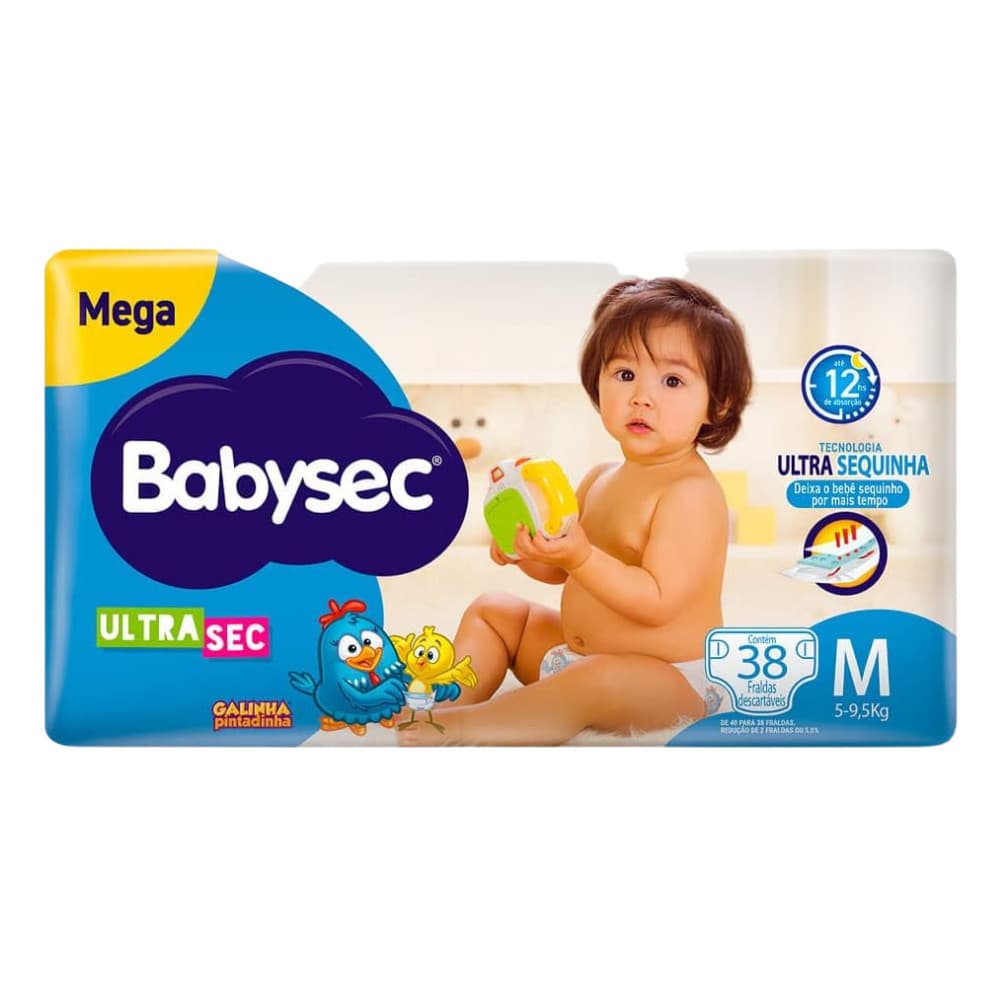 Fralda BabySec Ultrasec Mega M 38un – Conforto e Alta Absorção