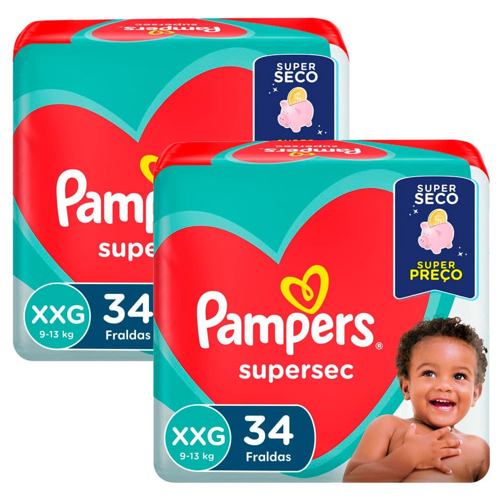 Kit 2 Fralda Pampers Premium Care Tamanho XXG Pacote Hiper 56 Fraldas Descartáveis