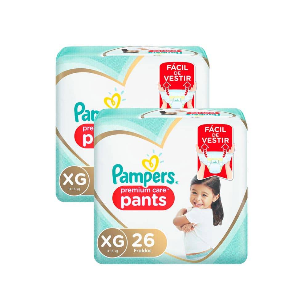 Kit 2 Fralda Infantil Pampers Premium Care Pants Tamanho XG com 26 Unidades
