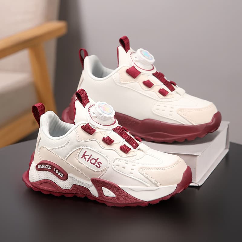 Tênis infantis estilo "dad shoes", tênis de basquete impermeáveis de couro para meninos, tênis leves para caminhada ao a