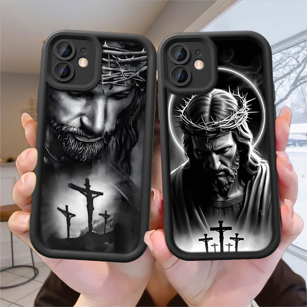 Capa Anti-Impacto De Silicone Nosso Senhor Jesus Capinha Para iPhone 17 Air 14 15 16 Plus XR 11 12 13 Pro Max