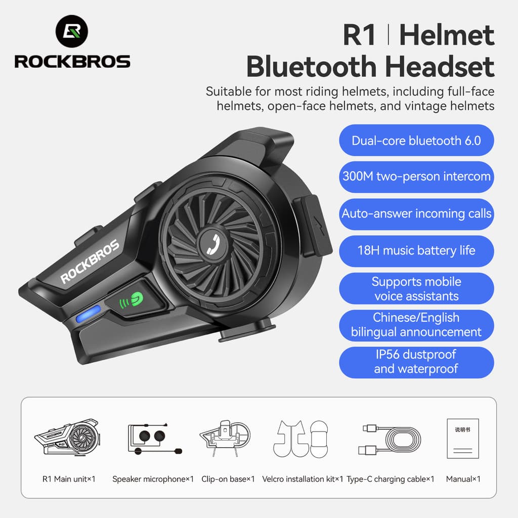 ROCKBROS Capacete De Motocicleta Fone De Ouvido Bluetooth À Prova D'água Sem Fio Acessório Para Moto