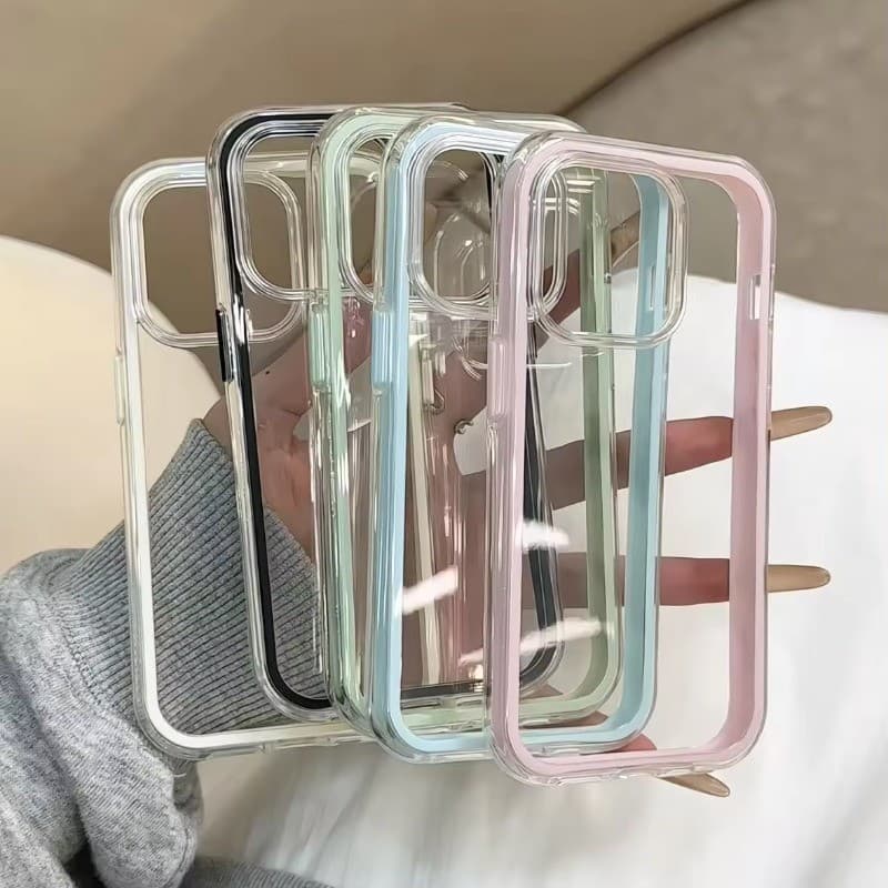 NUNCA Fica Amarela 2 Em 1 Capinha Capa Para iPhone 17 Air 16 15 14 Plus 13 12 11 Pro Max Acrílico Anti-Impacto