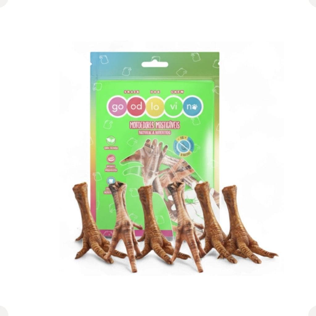 Pés De Galinha Desidratados 6 Un Snack Natural Petisco Para Cães Mastigável Saudável Anti Estresse Sem Conservantes