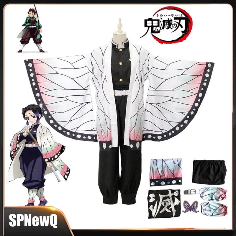 Kochou Shinobu Cosplay Demon Slayer Traje Anime Haori Peruca Kimono Casaco Uniforme Para Mulher De Halloween