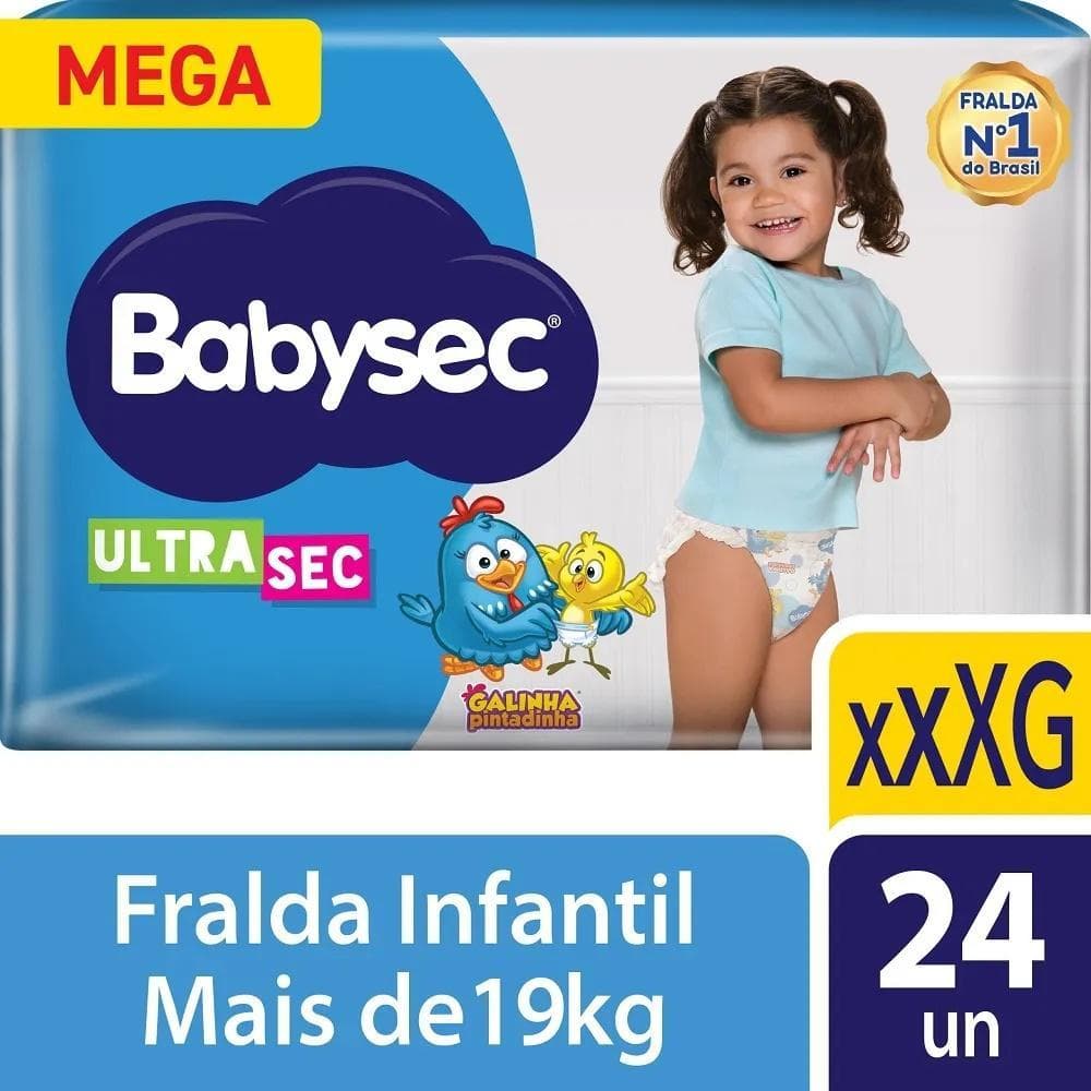 Fralda Babysec Ultrasec Mega Galinha Pintadinha XXXG 24un