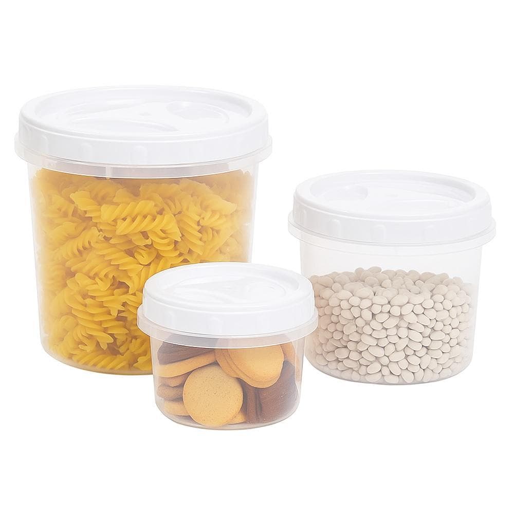 CONJUNTO PORTA MANTIMENTOS KIT 3 POTES ARROX FEIJAO SAL GRAOS MULTIUSO TAMPA VEDA ROSCA ORGANIZADOR ARMARIO COZINHA
