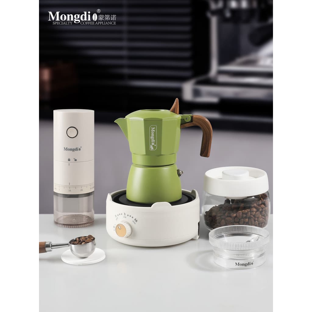 Mongdio válvula dupla Moka pote fazendo cafeteira doméstica pequena máquina de café expresso conjunto completo