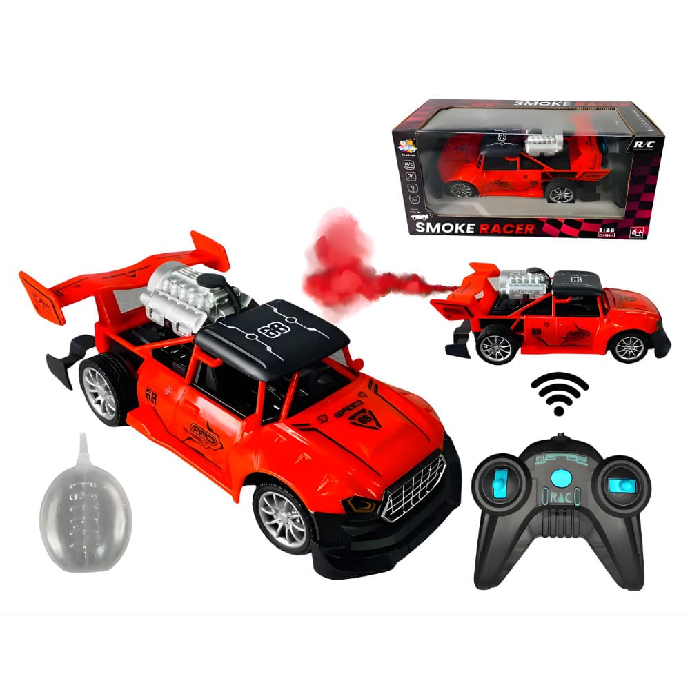 Carrinho de Controle Remoto Brinquedo Menino Criança Picape Solta Fumaça Pneus Emborrachados