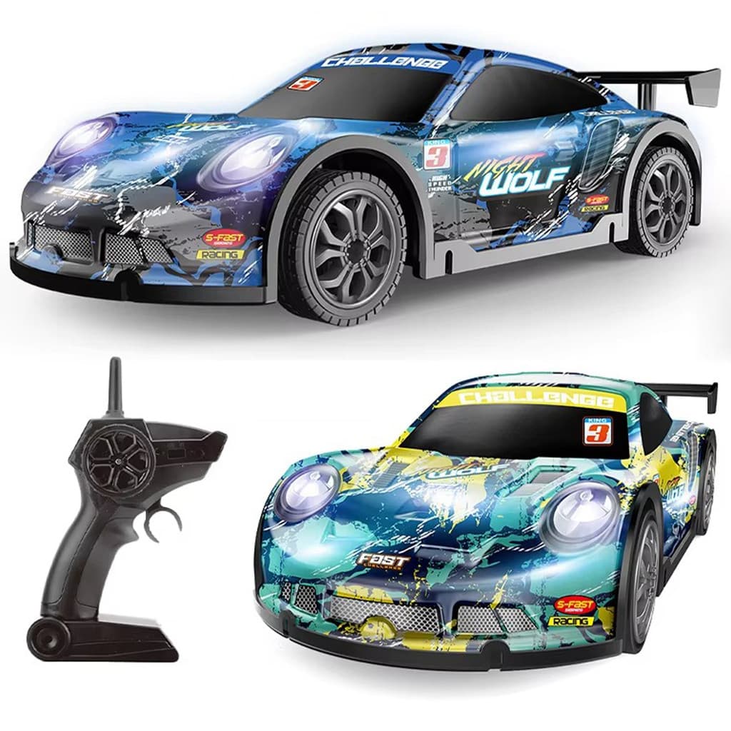 Carrinho de Carro Controle Remot Drift Racing Fast 4x4 Colorido com Luz Corrida Recarregável Kizumba
