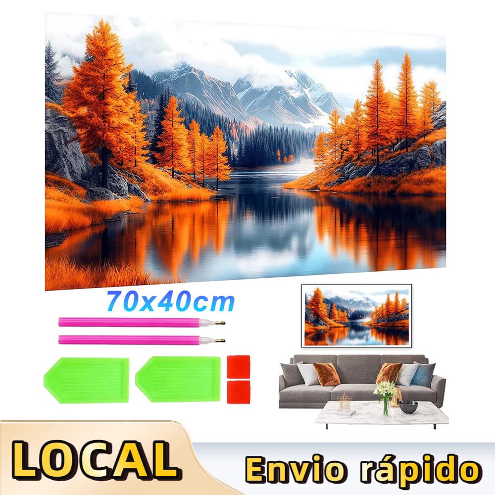 Kit Pintura Diamante 5D 70x40cm com Ferramentas – Inclui Tela, Caneta, Bandeja e Cola, Presente Especial
