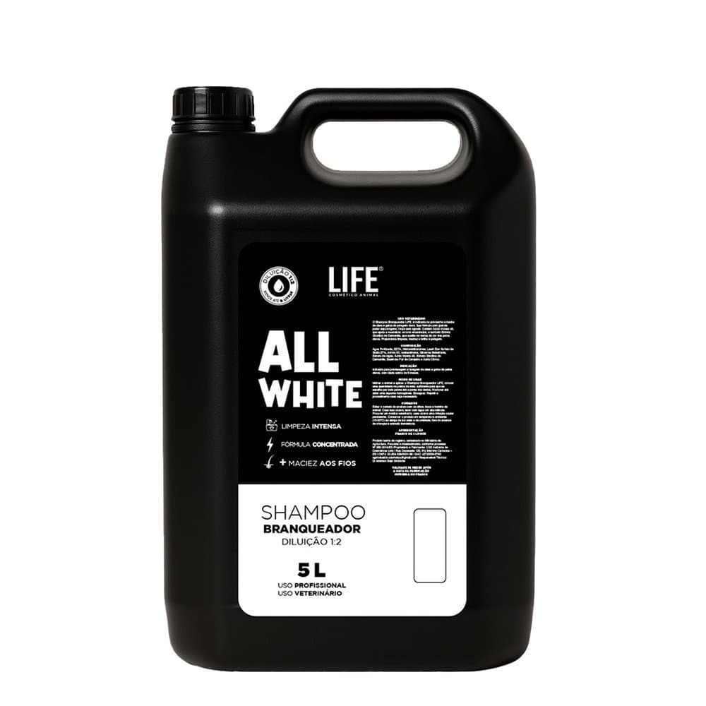 Shampoo Pet LIFE Branqueador 1:2 5L Cães Gatos pH Balanceado