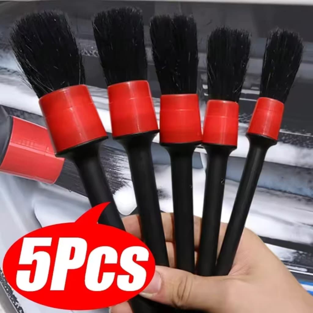 Kit 5 Pincel Para Lavação Detalhamento Automotivos Carro Motos Limpeza Automotiva Rodas