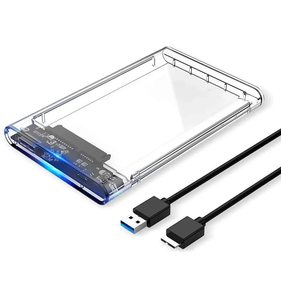 Case Externo 2.5” SATA Transparente USB 3.0 – Para HD/SSD com Cabo Destacável