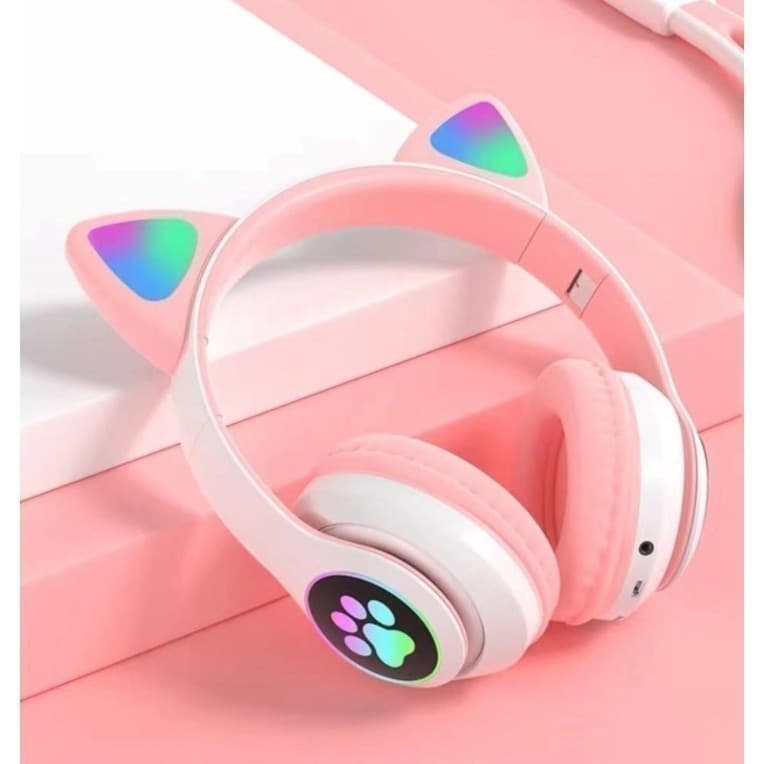 Fone Ouvido Bluetooth Gatinho Sem Fio Com Luz Led STN-28