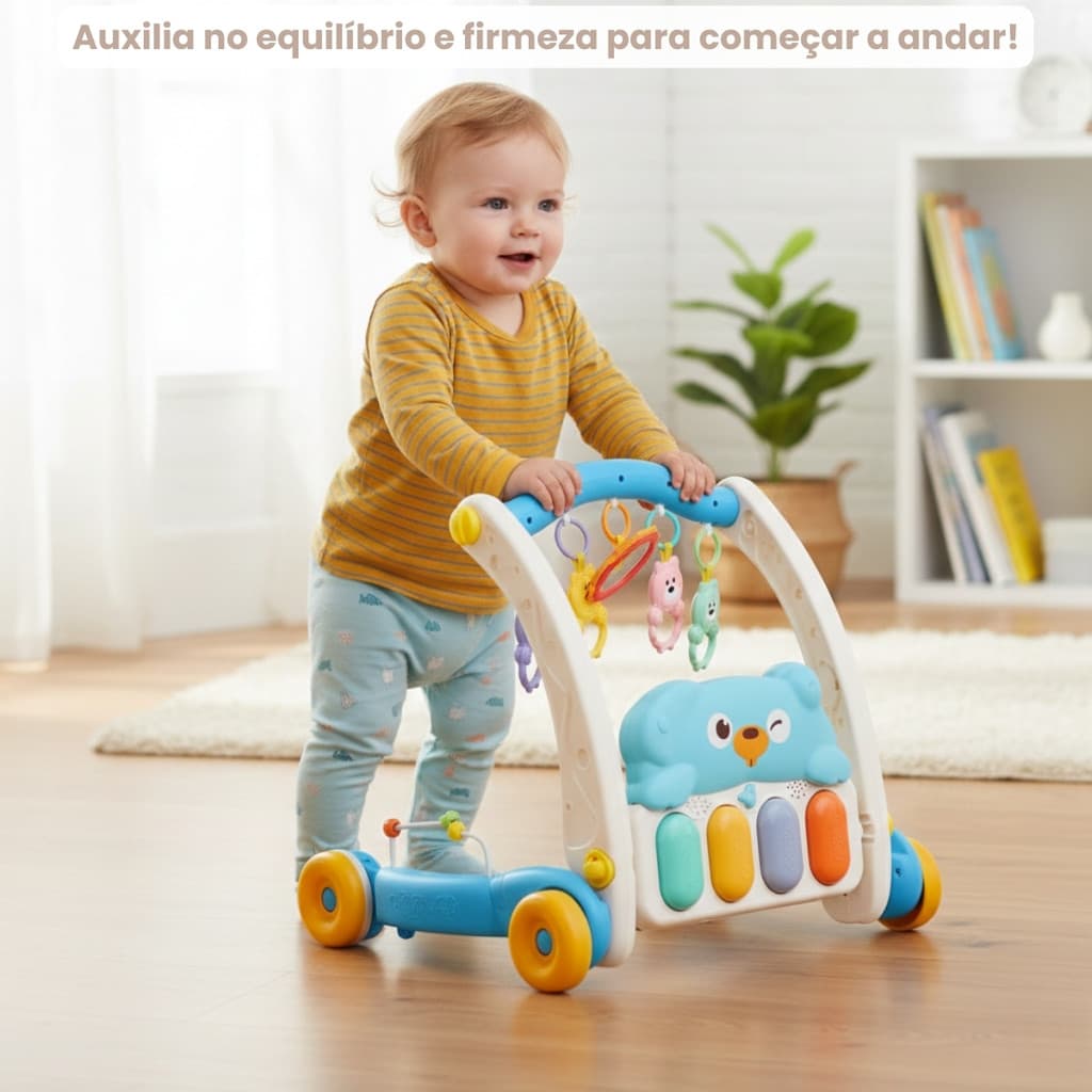 Tapete Atividades Infantil 2 Em 1 Andador Musical Interativo Para Crianças