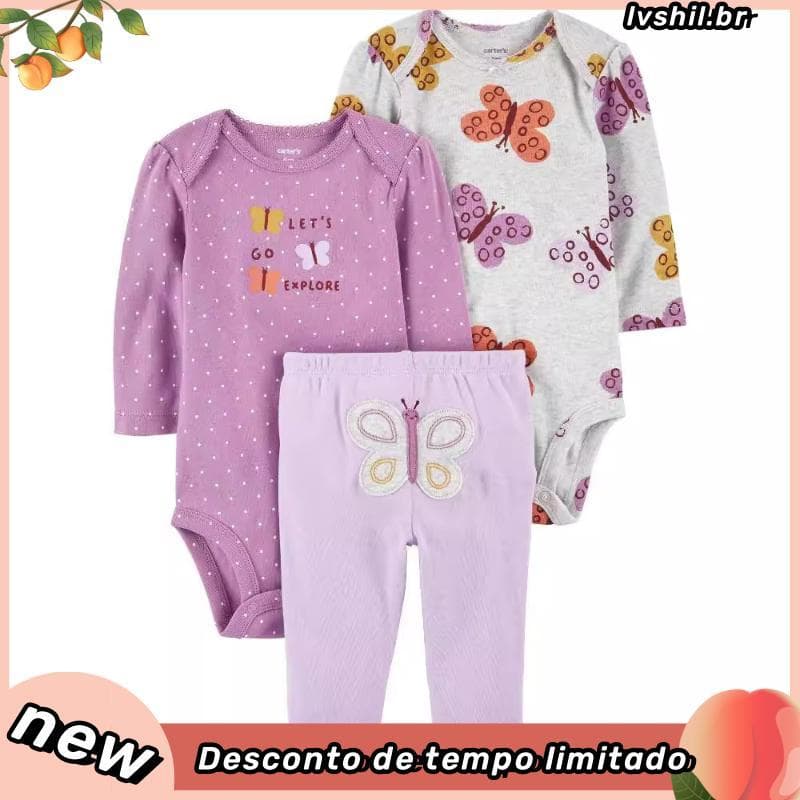 Lucky baby/kit body e calça bebê/ kit body bebê menina carters/conjunto body e calça bebê menina