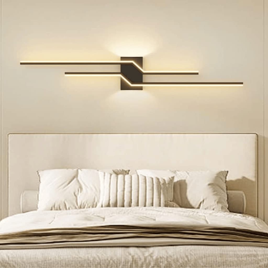 Luminária de Parede Raio Preto LED Branco Quente 21w LED DRIVER Bivolt Decoração Minimalista