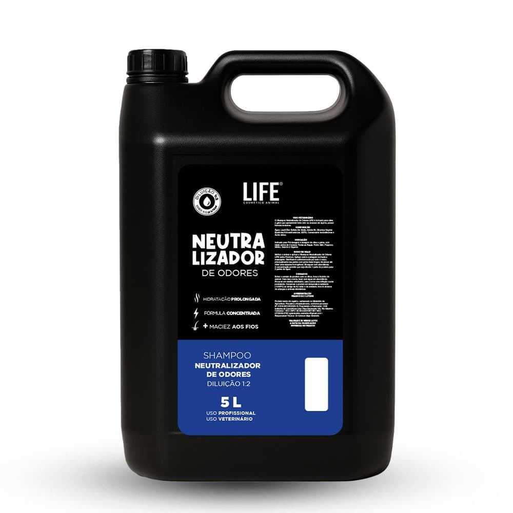 Shampoo Pet LIFE Neutralizador de Odores 1:2 5L Cães Gatos pH Balanceado