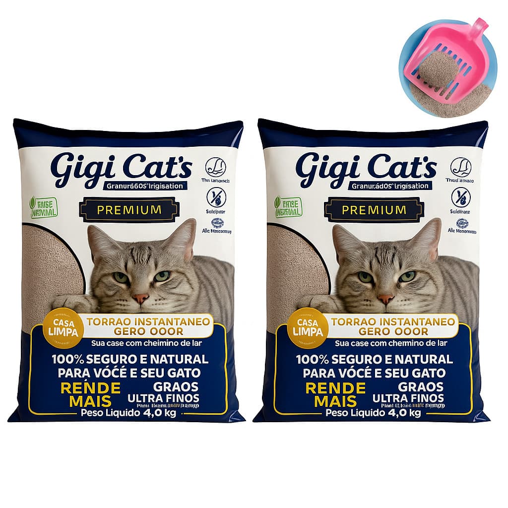 AREIA SANITARIA GIGI CATS 4KG  - 2UN  - areia higienica
