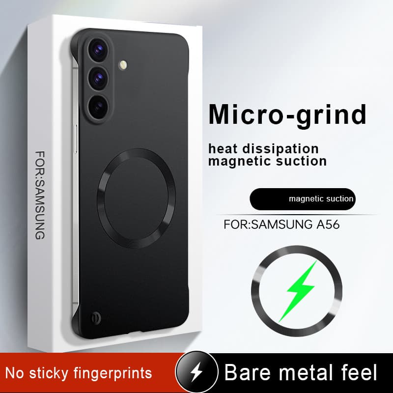 Capa Magnética Fosca Ultrafina Sem Moldura Para Samsung Galaxy A56 A55 S25 Ultra Plus S24 S23 S22 FE Carga Fio Traseira 