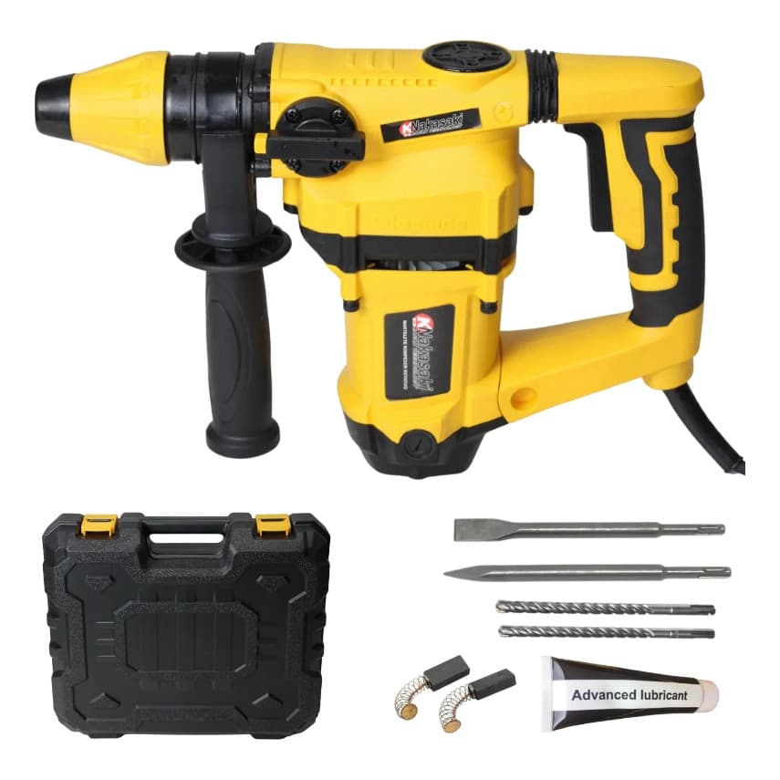 Martelete Rompedor 1600W SDS Plus 25mm 3 Funções 4000 BPM Velocidade Variável Kit Completo Concreto Alvenaria Pedra