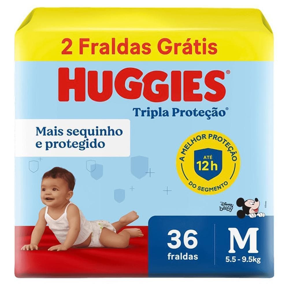 Huggies Fraldas Tripla Proteção M Com 38 Unidades
